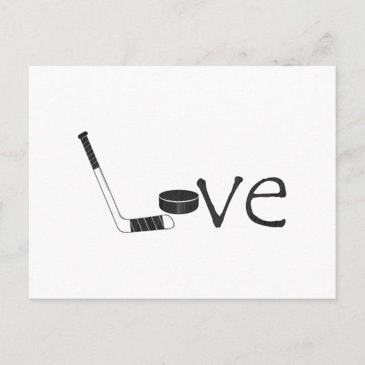 Hockey Love Word Art met Stick en Puck Briefkaart (Voorkant)
