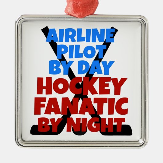 Hockey Lover Airline Pilot Metalen Ornament (Voorkant)