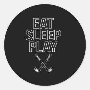 Hockey Lover Eet-, slaap- en afspeelsleutel Ronde Sticker