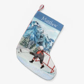 Hockey Lover Snow Personalized Ice Kleine Kerstsok (Voorkant (Hangend))