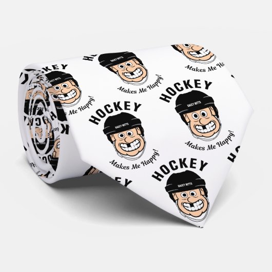 Hockey Maakt Me Gelukkig Cartoon Stropdas (Opgerold)