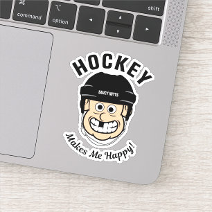 Hockey maakt me tevreden over Funny Cartoon Player Sticker