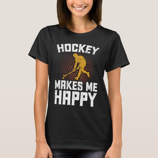 Hockey Makes Me Happy Ice Hockey Frisbee 1 T-shirt (Voorkant)