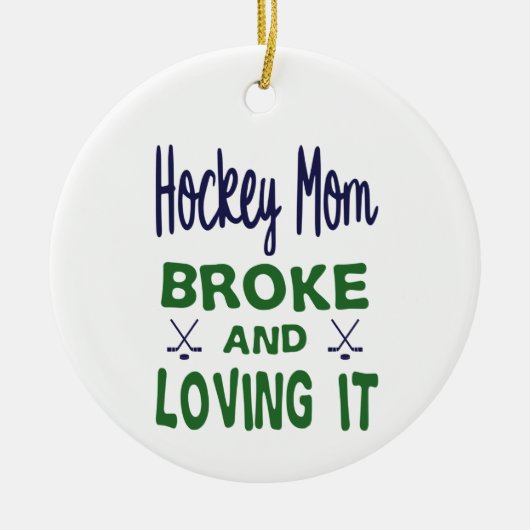 Hockey Mam Broke en houdt ervan Keramisch Ornament (Voorkant)