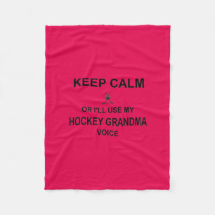Hockey Mam - Grandma Keep Calm Crown Blanket Fleece Deken