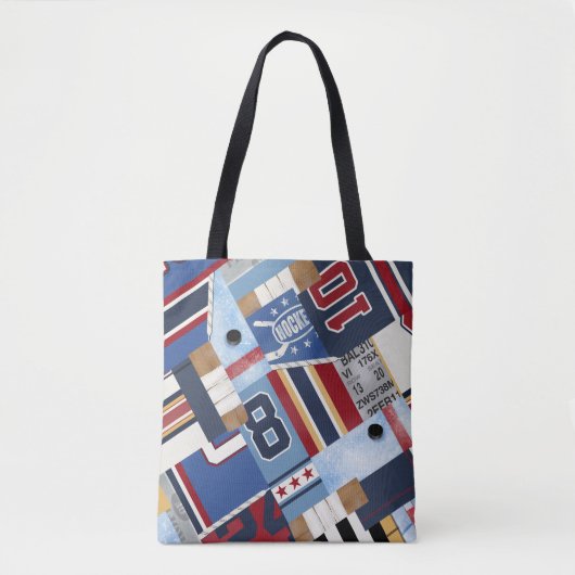 Hockey mam  Oude tijd Ice Hockey Patchwork Tote Bag (Voorkant)