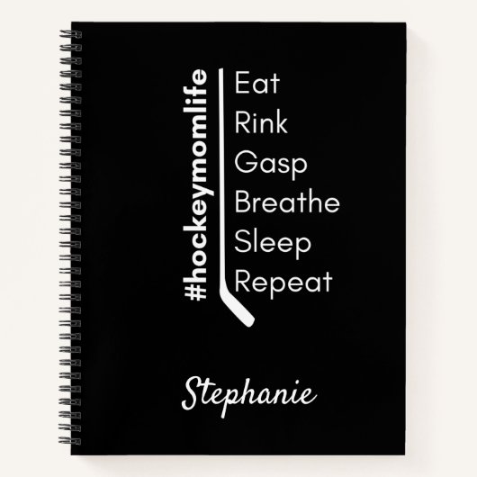 Hockey mama life notebook herhaalt zwart notitieboek (Voorkant)