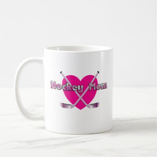 Hockey mama Pink Heart Koffiemok (Links)