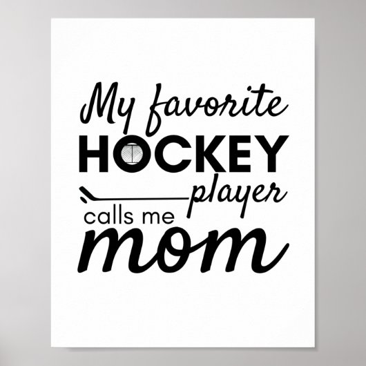 Hockey mama poster favoriete speler, wit (Voorkant)