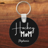 Hockey mama Sleutelhanger calligrafie zwart wit (Voorkant)