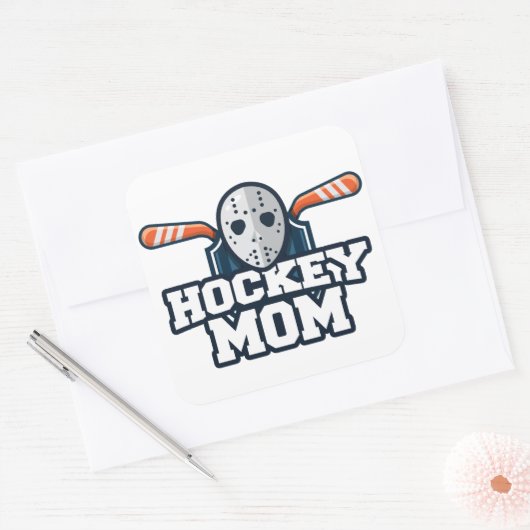 Hockey mama vierkante sticker (Envelop)