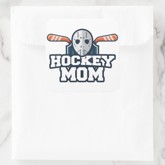 Hockey mama vierkante sticker (Tas)