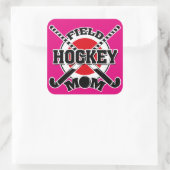 Hockey mama vierkante sticker (Tas)