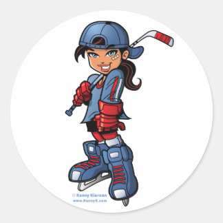 Hockey Meisje 3" Ronde Stickers
