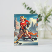  hockey meisje briefkaart (Staand voorkant)