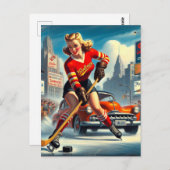  hockey meisje briefkaart (Voorkant / Achterkant)