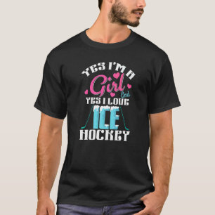 Hockey meisje houdt van ijshockey t-shirt