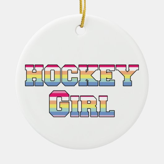 Hockey meisje pastel strepen keramisch ornament (Voorkant)