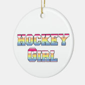 Hockey meisje pastel strepen keramisch ornament (Links)