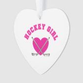 Hockey meisje roze hart ornament (voorkant)