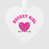 Hockey meisje roze hart ornament (voorkant)