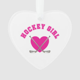 Hockey meisje roze hart ornament