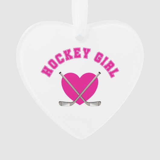 Hockey meisje roze hart ornament (voorkant)