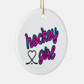 Hockey meisje script hart keramisch ornament (Rechts)
