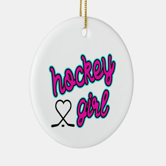 Hockey meisje script hart keramisch ornament (Rechts)