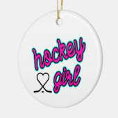 Hockey meisje script hart keramisch ornament (Links)