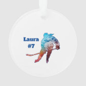 Hockey meisje silhouet Waterverf personaliseren Ornament (achterkant)