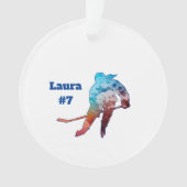 Hockey meisje silhouet Waterverf personaliseren Ornament (voorkant)
