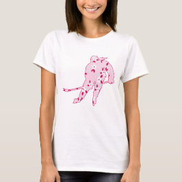 Hockey Meisje Skater Silhouet Roze Bloemen T-shirt