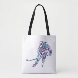 Hockey Meisje Skater Silhouette Paisley Tote Bag