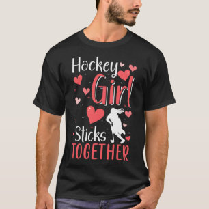 Hockey meisje sticks samen veld hockey speler t-shirt