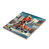 hockey meisje tegeltje (Zijkant)