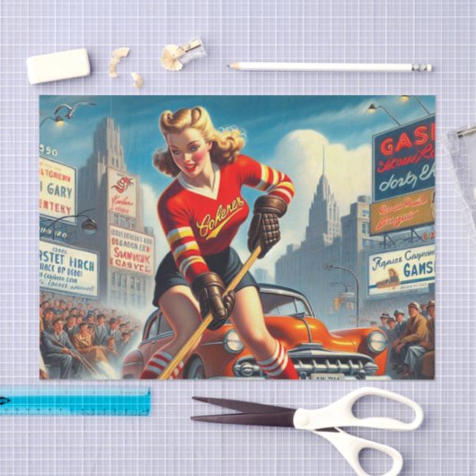  hockey meisje tissuepapier (Craft)