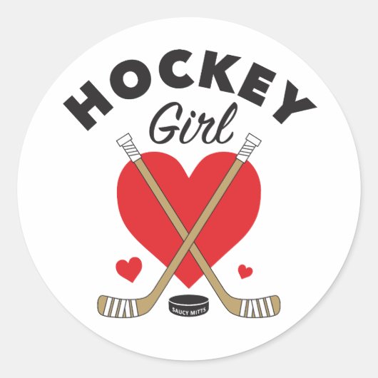 Hockey Meisje Vrouwen Meisjes Liefde Hart Hockey S Ronde Sticker (Voorkant)