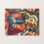  hockey meisjes illustratie legpuzzel (Horizontaal)