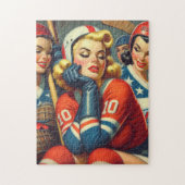  hockey meisjes illustratie legpuzzel (Verticaal)