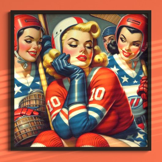  hockey meisjes illustratie poster