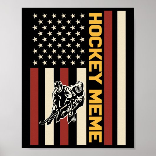 Hockey Meme Hockeyspeler Vs Vlag Poster (Voorkant)