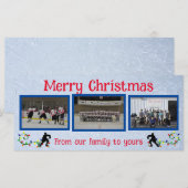 Hockey Merry-kerstfotokaart (Voorkant / Achterkant)