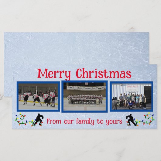 Hockey Merry-kerstfotokaart (Voorkant / Achterkant)