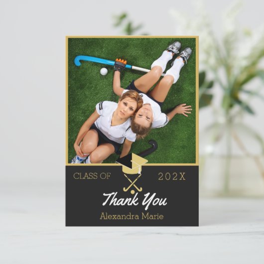 Hockey Modern foto afstudeerklas van Bedankkaart (Staand voorkant)