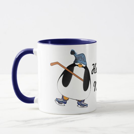 Hockey Moeder Pinguïn met Hockey Stick Mok (Links)