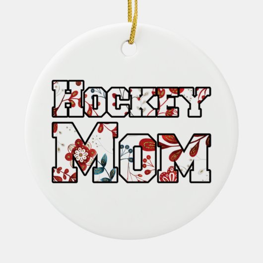 Hockey Moeder Rood Blauw Bloemen Keramisch Ornament (Voorkant)
