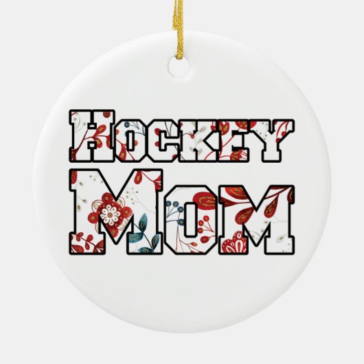 Hockey Moeder Rood Blauw Bloemen Keramisch Ornament (Achterkant)
