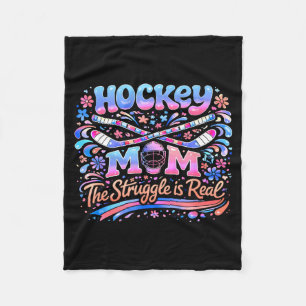 Hockey Moeder Roze Blauw Retro 70s Groovy Vintage  Fleece Deken