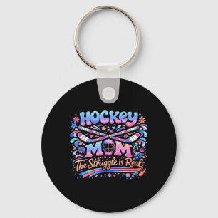 Hockey Moeder Roze Blauw Retro 70s Groovy Vintage Sleutelhanger